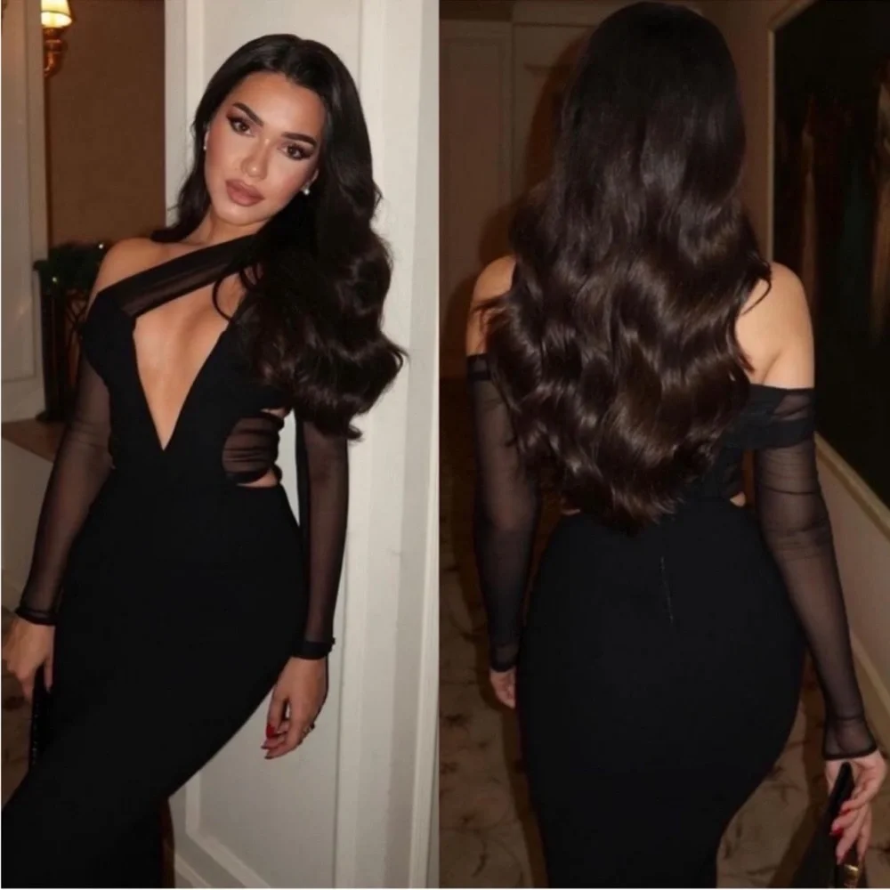 HOUSE OF CB 'Zahra' Black Plunge Maxi Dress NWT - Picture 2 of 12